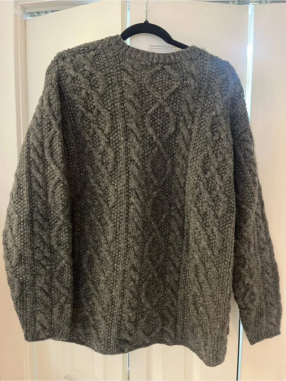 J. Crew Men’s Dark Charcoal Cable Crewneck Sweater